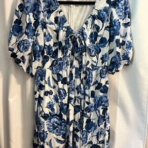 Abercrombie Floral Blue and White mini Dress L